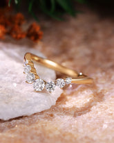 KAIA Round Cut Moissanite Curved Wedding Band Stacking Anniversary Ring